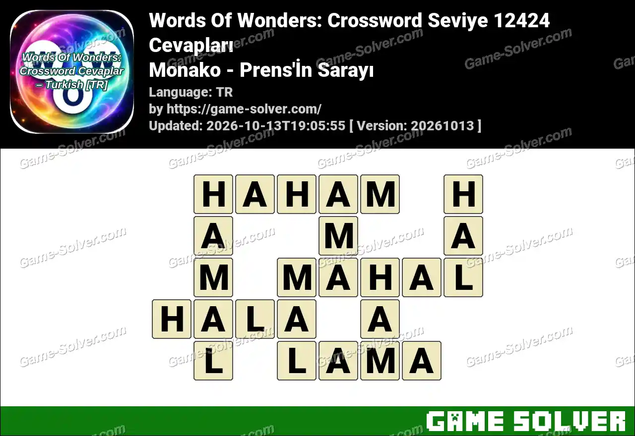 Words Of Wonders: Crossword Seviye 12424 Cevapları – Monako – Prens’İn Sarayı
